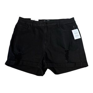 Encore Women's Black Denim Distressed Shorts Size 3xl size 22